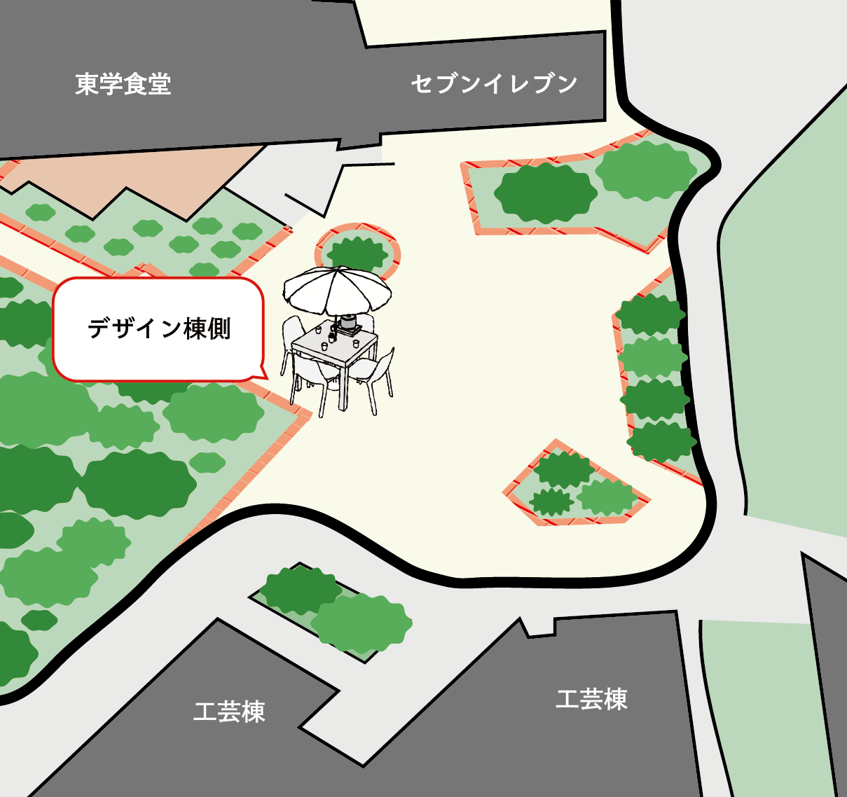 東学広場 デザイン棟側