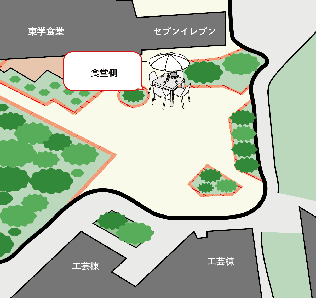 東学広場 食堂側