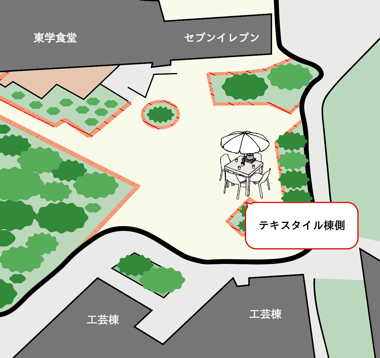 東学広場 テキスタイル棟側